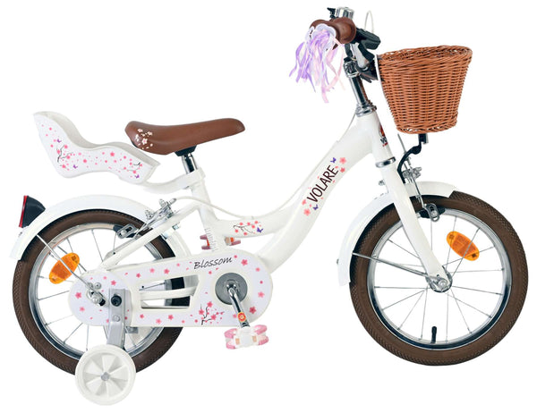 Volare Blossom Kinderfiets - Meisjes - 14 inch - Wit - Twee Handremmen