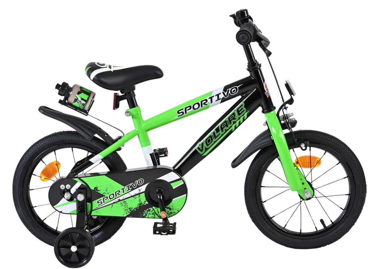 Volare Sportivo Kinderfiets - Jongens - 14 inch - Groen Zwart