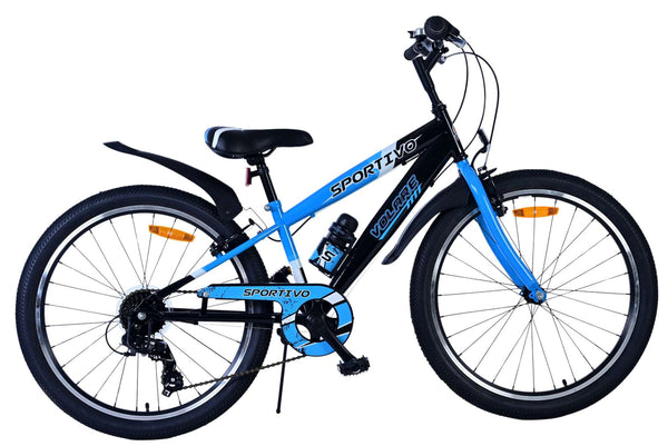 Volare Sportivo Kinderfiets - Jongens - 24 inch - 7 Speed - Zwart Blauw