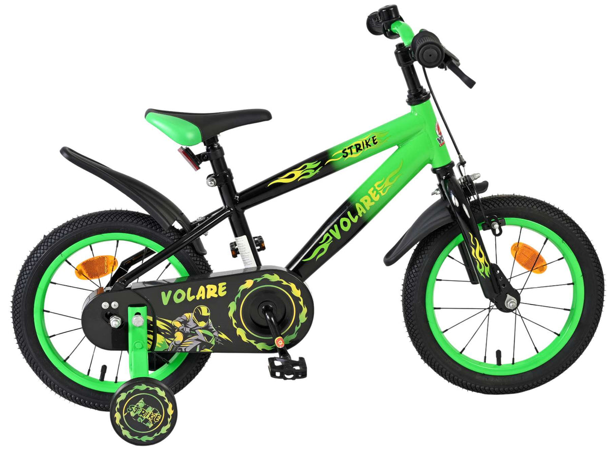 Volare Strike Kinderfiets - Jongens - 14 inch - Zwart Groen