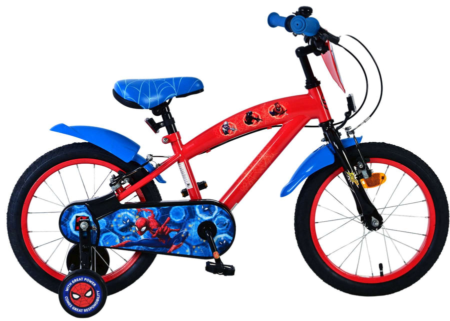 Spider-Man Kinderfiets - Jongens - 16 inch - Blauw/Rood - Twee handremmen OUTLET