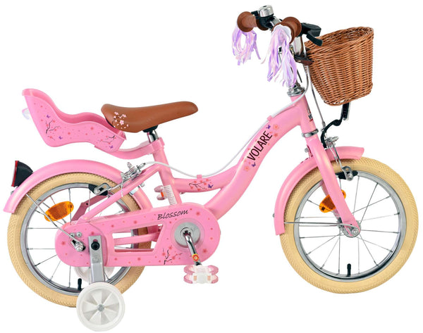 Volare Blossom Kinderfiets - Meisjes - 14 inch - Roze - Twee Handremmen OUTLET