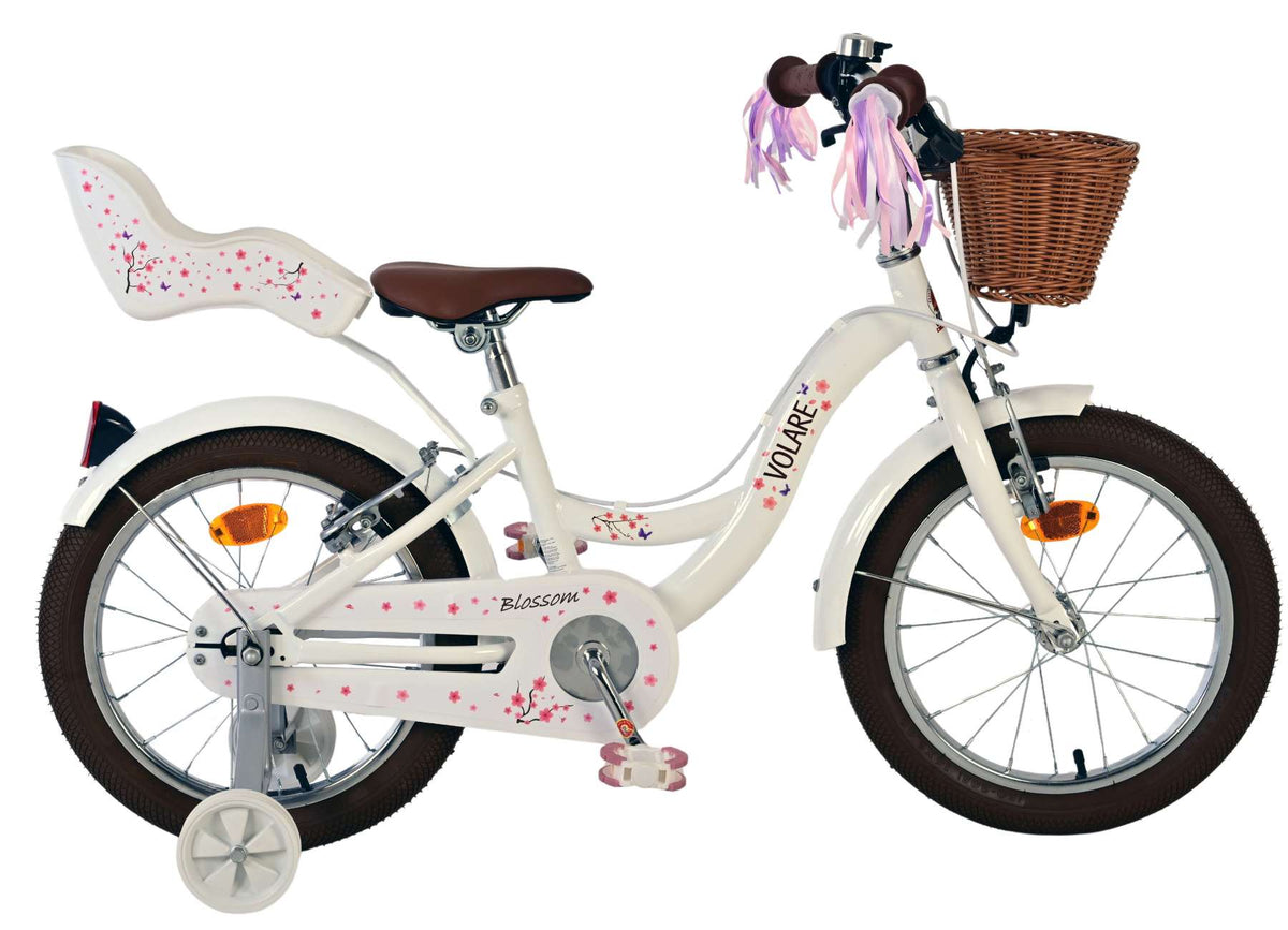 Volare Blossom Kinderfiets - Meisjes - 16 inch - Wit - Twee Handremmen