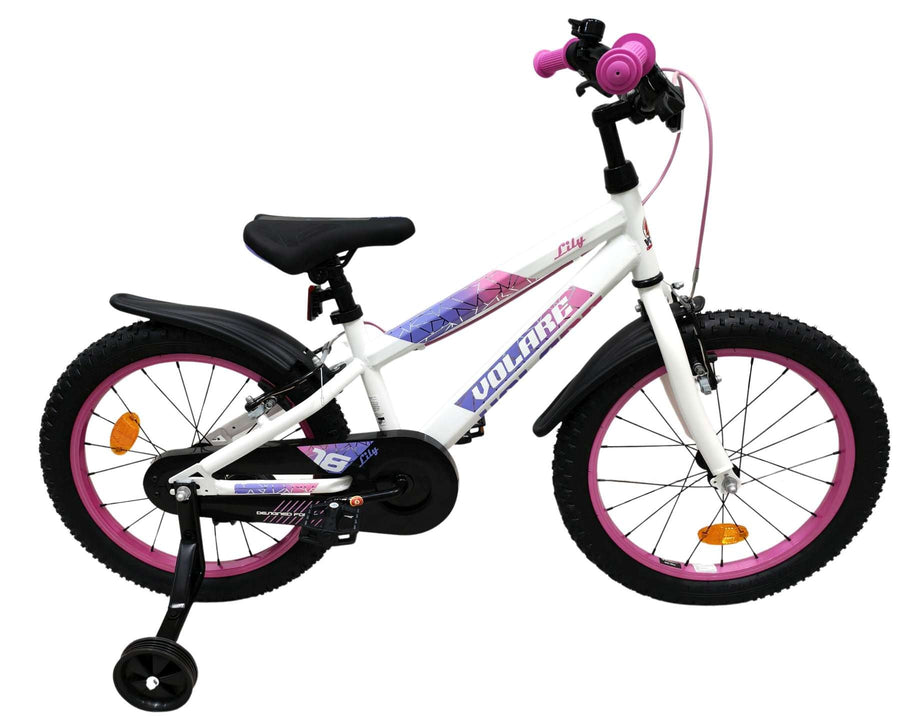 Volare Lily Kinderfiets - Meisjes - 18 inch - Wit Roze Paars - Twee handremmen